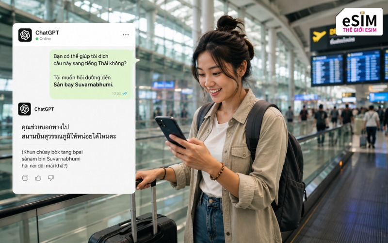 Mua eSIM Thái Lan giúp dùng ChatGPT ổn định, kết nối nhanh, tiện lợi suốt chuyến đi